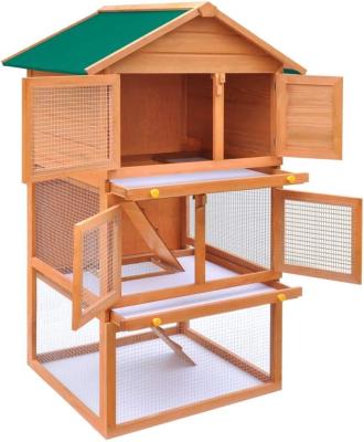 China Windproof Upgraded Wooden Rabbit Hutch Outdoor Large Bunny Home with Removable Tray and Ramp Backyard 3-story Poultry Cage for sale