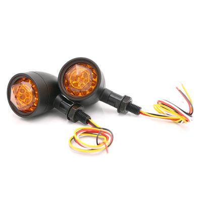 China Bobber Cafe ATV Zinc Alloy Motorcycle Turn Signal Lamp 12V Vintage Bullet LED Turn Signal Low Drive Light Indicator for sale