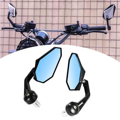 China Aluminum CNC Motorcycle End Bar Mirrors Motorcycle Handlebar Mirror Aluminum CNC Blue Glass Mirrors for sale