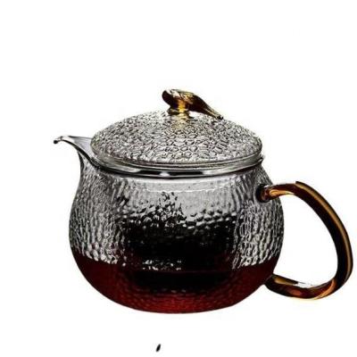 China Type Hammer Pattern Glass Teapot,Teacup Reservoir Inner Filtration,Tea Brewing Kungfu Drinkware Tea Set for sale