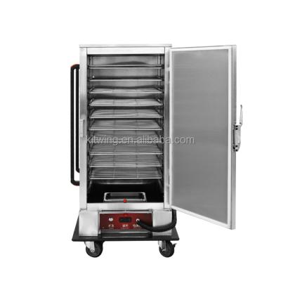 China All thickened polyurethane foam Single Door Electric 11 Trays Commercial Hotel Banquet Food Warmer Cabinet Heated Delivery Trolley for sale