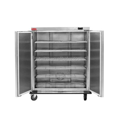 China All thickened polyurethane foam Hotel Equipment Six Trays Double Door Insulated Fast Food Heating Warmer Cabinet Trolley for sale