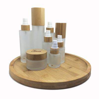 China Personal care set bamboo plastic frasco vidrio tapa hermetica cream jar glas for sale