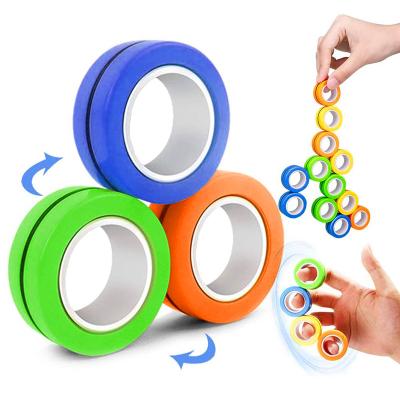 China Mini Magnetic Magic Hand Finger Games Relaxation Worry Autism PVC Trigger Ring Rotation Instruments Sound Toys for sale