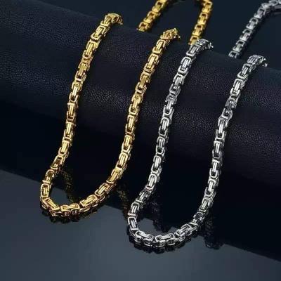 China Vintage Fashion 24k Gold Necklace Men Gothic Long Chain Jewelry Gold Silver Necklace Gifts for sale