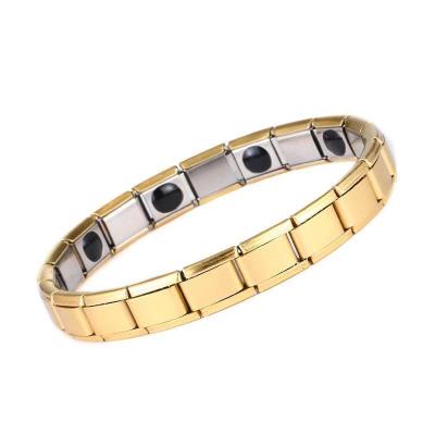 China Mens Casual / Sporty Energy Slimming Bracelet Gold Plated Stainless Steel Magnetic Chain Bracelet for sale