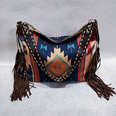 China Fashion Eco-friendly Tassel Printed Cotton Cross - Body Bag Bohemian Style Luxury High Quality Designer Custom Tote Bag No Minimum for sale