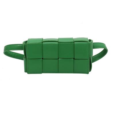 China Latest Designer Portable Luxury PU Leather Braid Woven Women Handbag Shoulder Cross Body Bag For Ladies Waist Green Woven Bag for sale