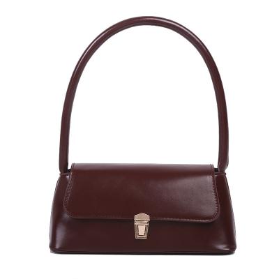 China Factory Wholesale PORTABLE Underarm Bag In Stock Ladies Handbags Shoulder Bags For Women Coffee Brown Vintage Armpit Elegant Purses for sale