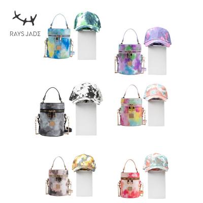 China 2022 fashion tie-dye ladies handbags hat messenger bag bag new one main matching bucket hat and purse set women for sale