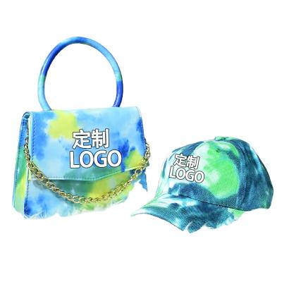 China Fashion New Fashion Women Hats And Purses Set Handbags Tie Dye Chain Shoulder PU Bag Customized Embossed Logo Free Customized Services Approved for sale