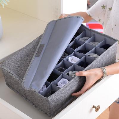 China New Viable Foldable Dustproof Underwear Divided Organizer Fabric Panties Socks Storage Box GS045 for sale