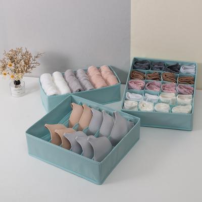 China GS047 viable newcomer 3pcs set high quality fabric bras jars fabric divided organizer Underwear Storage Boxes for sale