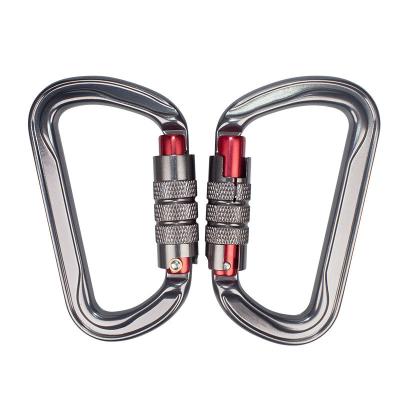 China Heavy Industry Carabiner Wholesale Factory Safety 30KN Carabiner Climbing Aluminum Auto Locking rotating carabiner hook for sale