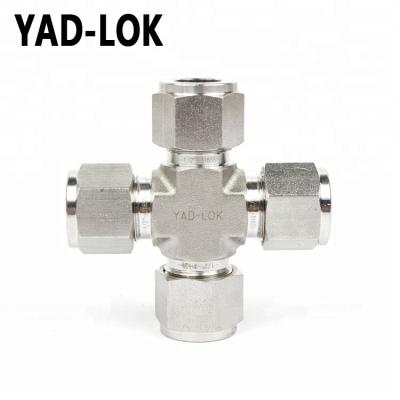 China YAD-LOK SS316 Water Double Ferrule Union Cross Compression Tube Fitting for sale