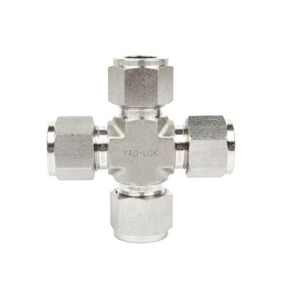 China YAD-LOK Water Equal Hexagon Stainless Steel 4 Way Cross Union Connector for sale