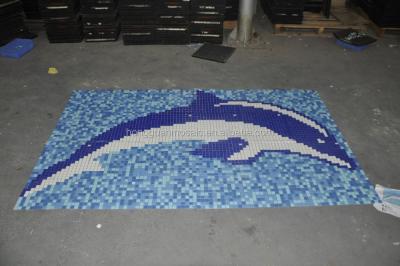 China parquet blue glass mosaic for swimming pool and bathroom dolphin mosaic for swimming pool pool mosaic for sale