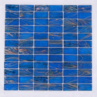 China MOSAICO LE GEMMEc Blue Gold Rustic Lines Mosaic Pool Tile for sale