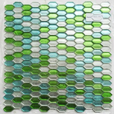 China Modern Low Price Hexagon Marble White Hot Melt Glass Mosaic Tile Art Mosaic for sale