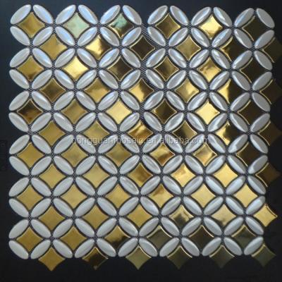 China Gold parquet 3d mosaic for wall and floor for sale