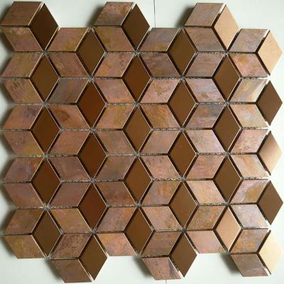 China Modern Antique Copper Metal Mosaic Copper Shape Diamond Ceramic Mosaic Mosaic for sale