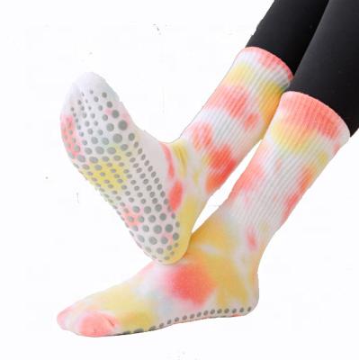 China Wholesale custom breathable unisex grip yoga pilates thongs no slip tie dye yoga thongs woven sports socks for sale