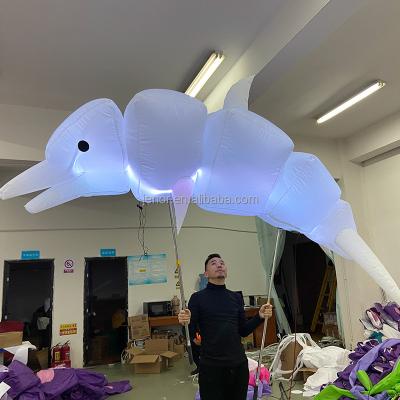 China Decoration Walking Colorful Lighted Inflatable Dolphin Puppet Costume For Carnival Parade Performance for sale