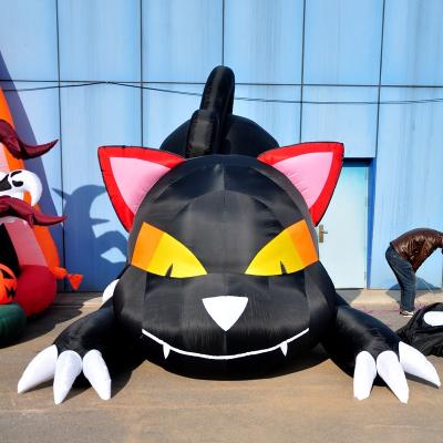 China Halloween Yard Decoration Inflatable Black Witch Cat Cartoon for sale