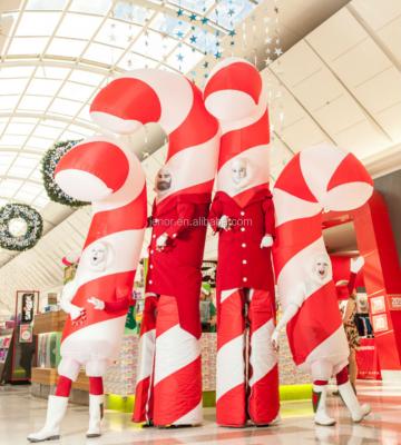 China Christmas Party Decoration Inflatable Candy Cane Dress Suit For Shopping Mall for sale