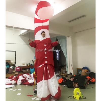 China Funny Decoration Christmas Performance Walking Inflatable Candy Cane Stilts Costume for sale