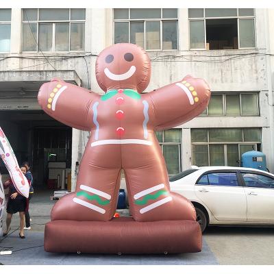 China Christmas Decoration Giant Ginger Bread Man Cartoon Inflatable for Christmas Parade Yard Decoration for sale