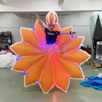 China Decoration Fantasy Stage Design Inflatable Flower Costume with Lighting for Street Parade Performance for sale