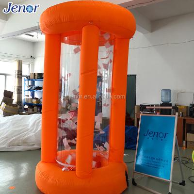 China Wedding Orange Inflatable Booth Box Cash Money Inflatable Cube For Advertising for sale