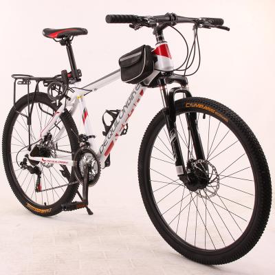 China Steel Frame Suspension Steel Fork Carry Bike Disc Brake Mountain Bike 21 Speed ​​Cycle With Rear Shelf for sale