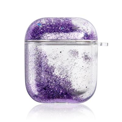 China Light/Comfortable/Easy Install Amazon Factory Hot Sale Custom Glitter Liquid Girls Mini Liquid Silicone Earphone Shockproof Drinkable Colorful Bling Case for sale