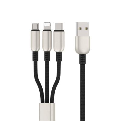 China Mobile Phone 3 in 1 Cable Nylon Braided Quick Charging Micro USB Cable for sale