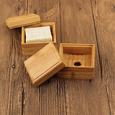 China Natural Bamboo Soap Dish Soap Rack Soap Dish Box Container Sustainable for Bath Shower Dish Bathroom for sale