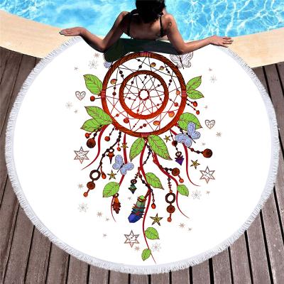 China Custom Made Tassel Round Soft Beach Towel Microfiber Bath Towels Universal Soft Round Tippet Shawl Wraps Picnic Blanket Mat for sale