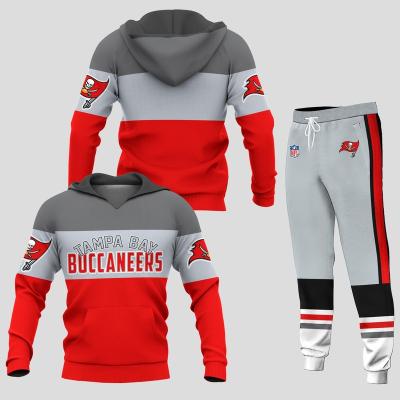 China Fashion Sports Trademark Waterproof Buccaneers Autumn Winter Men Hoodie Set Casual Warm Sports Sweater Hoodies Jogger Pants 2 Piece Set for sale