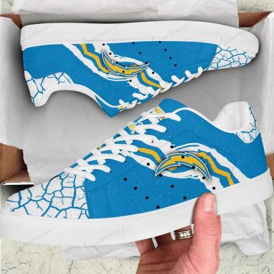 China Custom American Football Fans Sneakers Team Logo Soccer Sports Ads Shoes Durable American Football Team Chargers Wholesale Shoes Casual for sale