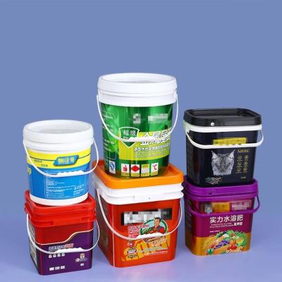 China Water Customize LOGO Cheap Party Buckets 5 Gallon Black Square Plastic Bucket for sale