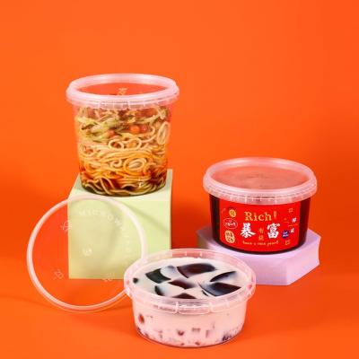 China 280ml Microwavable Microwavable 450ml 650ml Customize Printing Food Grade Round Thickened Food Packaging Container Jar With Anti-theft Lid for sale