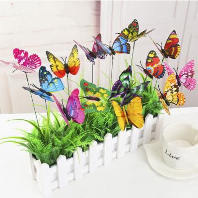 China Simple Group Of Butterflies Garden Yard Planter Colorful Whimsical Butterfly Stakes Decoracion Outdoor Decor Flower Pots Decoration for sale