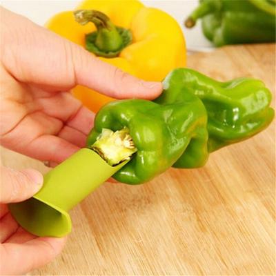 China Viable 2in1 Fruit Peeler Kitchen Utensil Peppers Chili Bell Jalapeno Corer Seed Remover Green Pepper Cutter Hollow Puncher Slicer for sale