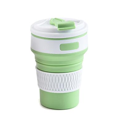 China Viable Silica Folding Cup With Lids Travel 350ml Silicone Portable Folding Silicone Telescopic Drinking Collapsible Coffee Mug for sale