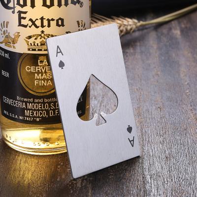 China Viable Bribe Opener Personalized Stainless Steel Bottle Opener Bar Tool 1pcs Creative Black/Silver Card Shaped Poker Beer Bottle for sale