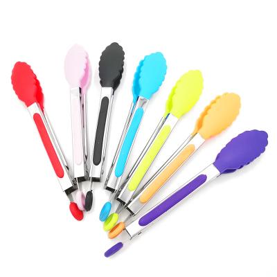 China Sustainable Bread Cooking Food Serving Tongs Kitchen Tools Stainless Steel Silicone Kitchen Tongs GRILL Clip Salad for sale