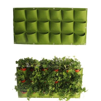 China 18/9 Pockets Simple Green Environmental Felt Wall Hanging Planting Bag Family Balcony Garden Planter Indoor Green Wall Home Decor for sale