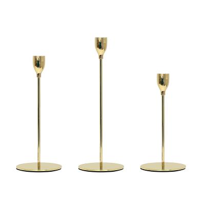 China COLOR CHANGING Candlestick Candlestick Sets Nordic Wedding Dining Table INS Gold Three Candlelight Dinner Sets Alloy European Style Simple Luxury Decorations for sale