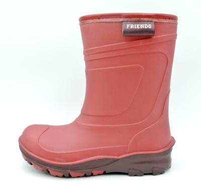 China Cushioning kids TPR rain boots in canyon rose with warm fleece lining and PU collar in matching color for sale